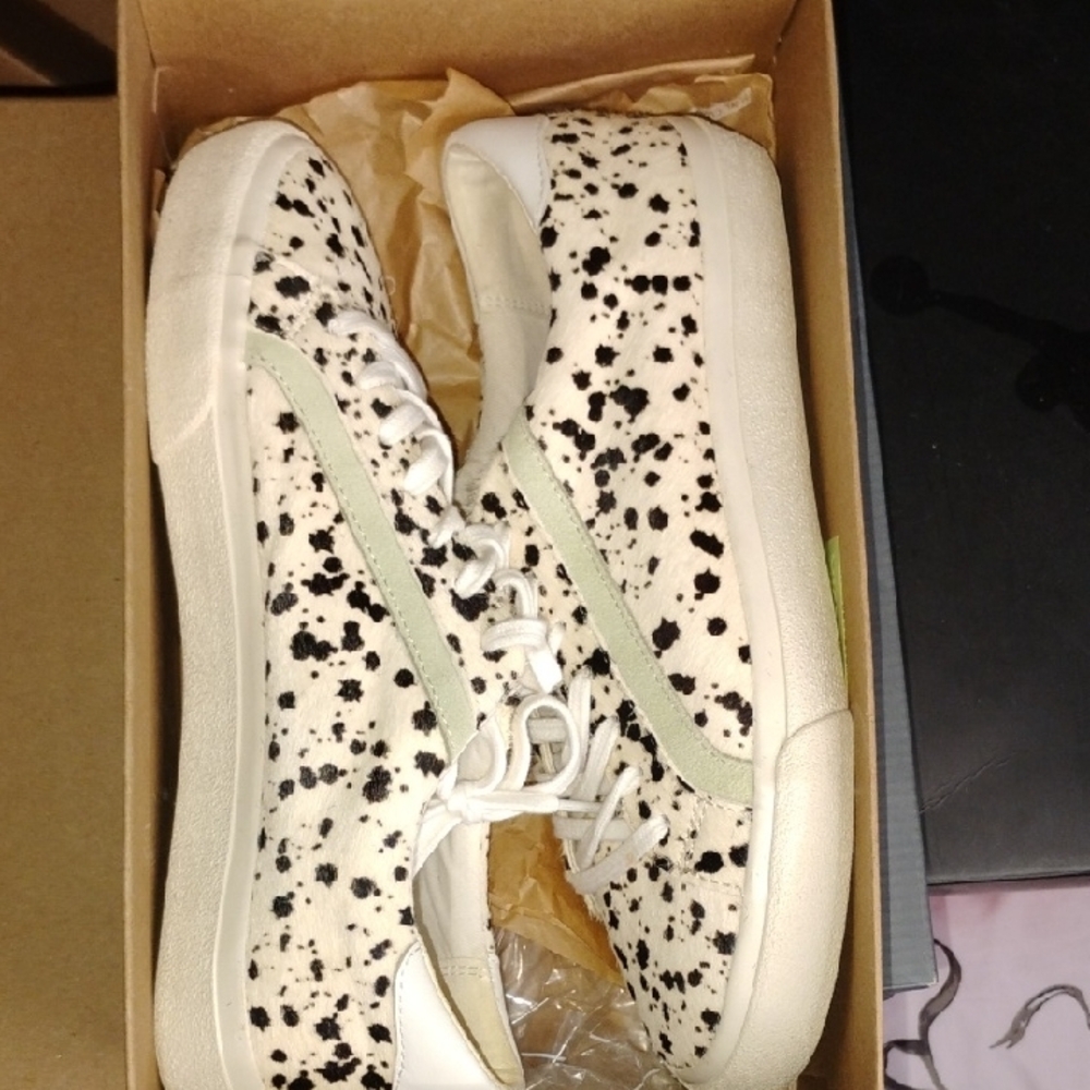 Madewell Spotted Sneakers with Green Stripe